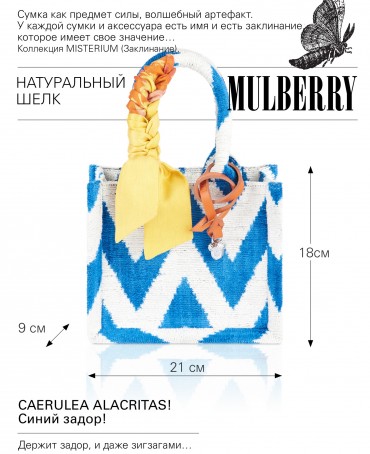 Шелковый (Бахмаль) тоут Petit (S) CAERULEA ALACRITAS! (Синий задор!) CAERULEA ALACRITAS!_Tote/S